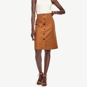 Rust Linen Button Skirt